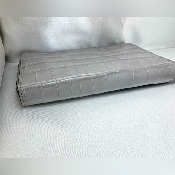 Michael Kors Jet Set Wristlet Travel Croc Embossed Pearl Grey Fall 2017 Rare - Picture 4 of 10